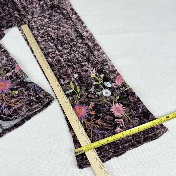 Johnny Was Los Angeles Women's XS Ulla Velvet Wide Leg Pants Embroidered Pocket - Picture 12 of 15